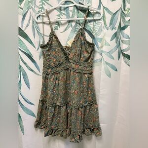 Floral Green Ruffle Dress